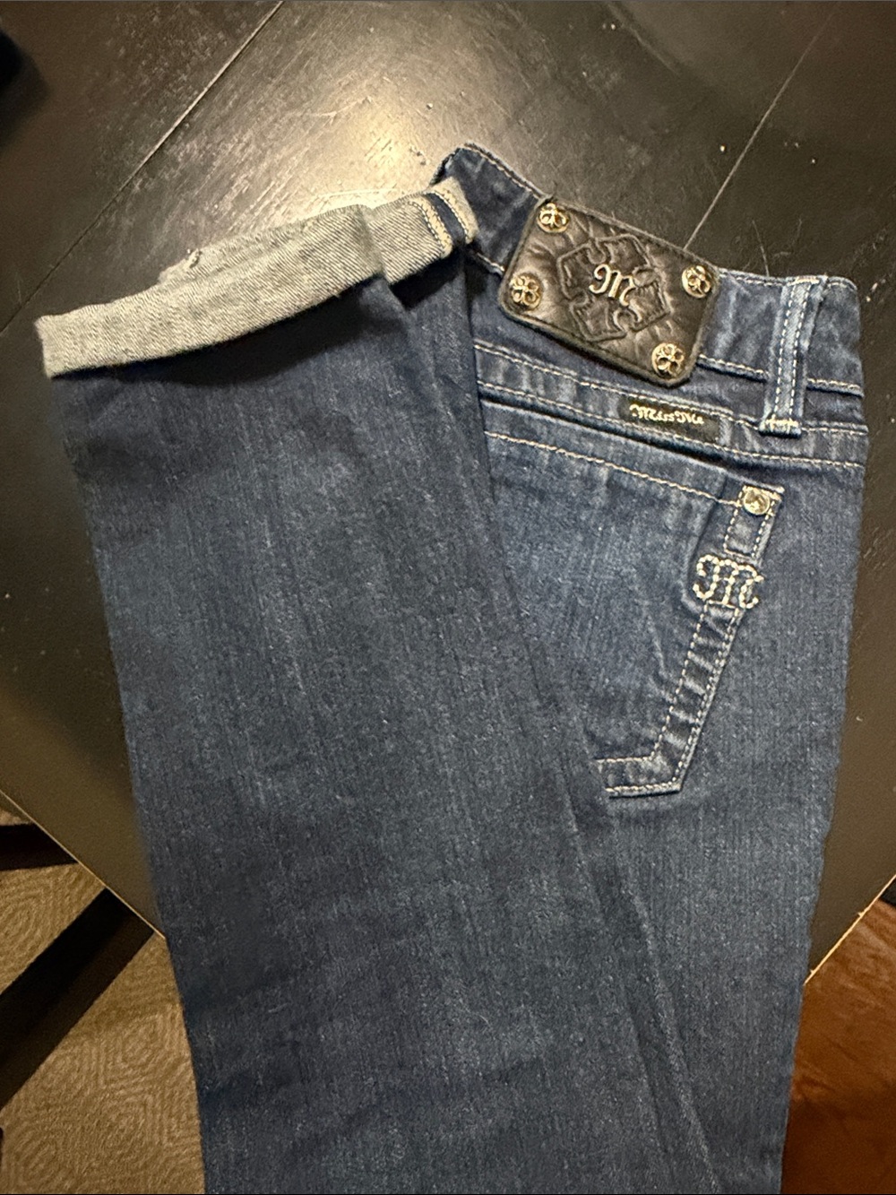 Miss Me Dark Indigo Embroidered Pocket Jeans
